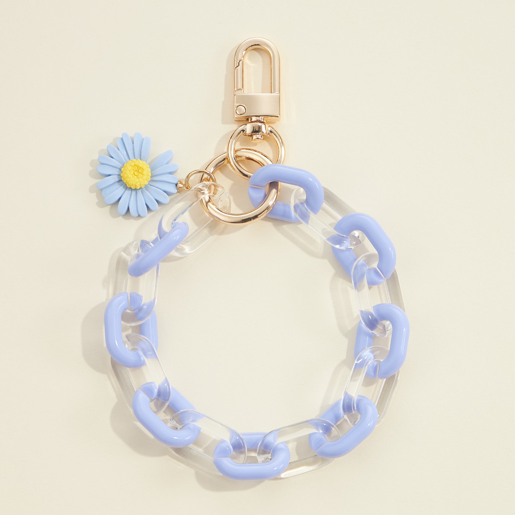 Flower Charm Two Tone Link Chain Keychain - Frem