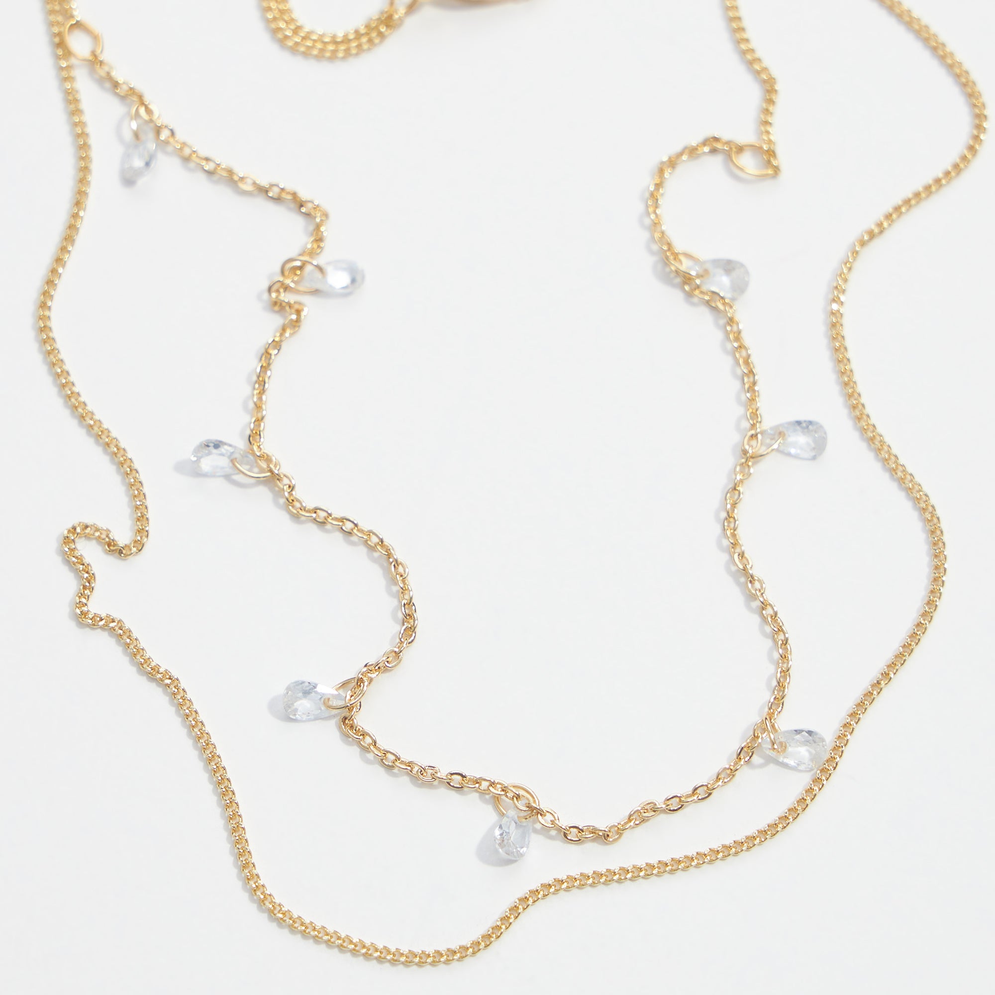 Gold Dipped CZ Charms Layered Necklace - Frem