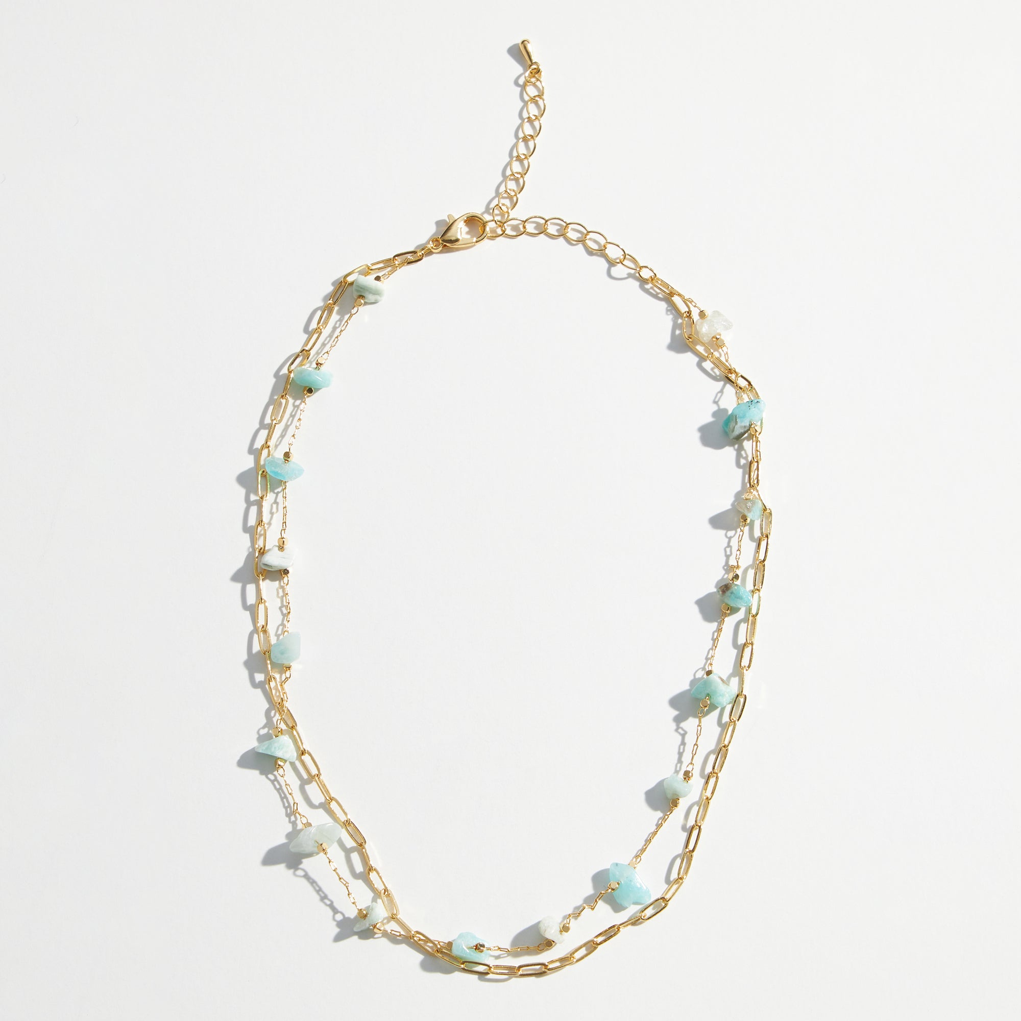 Gold Dipped Natural Stone Beaded Layered Necklace - Frem