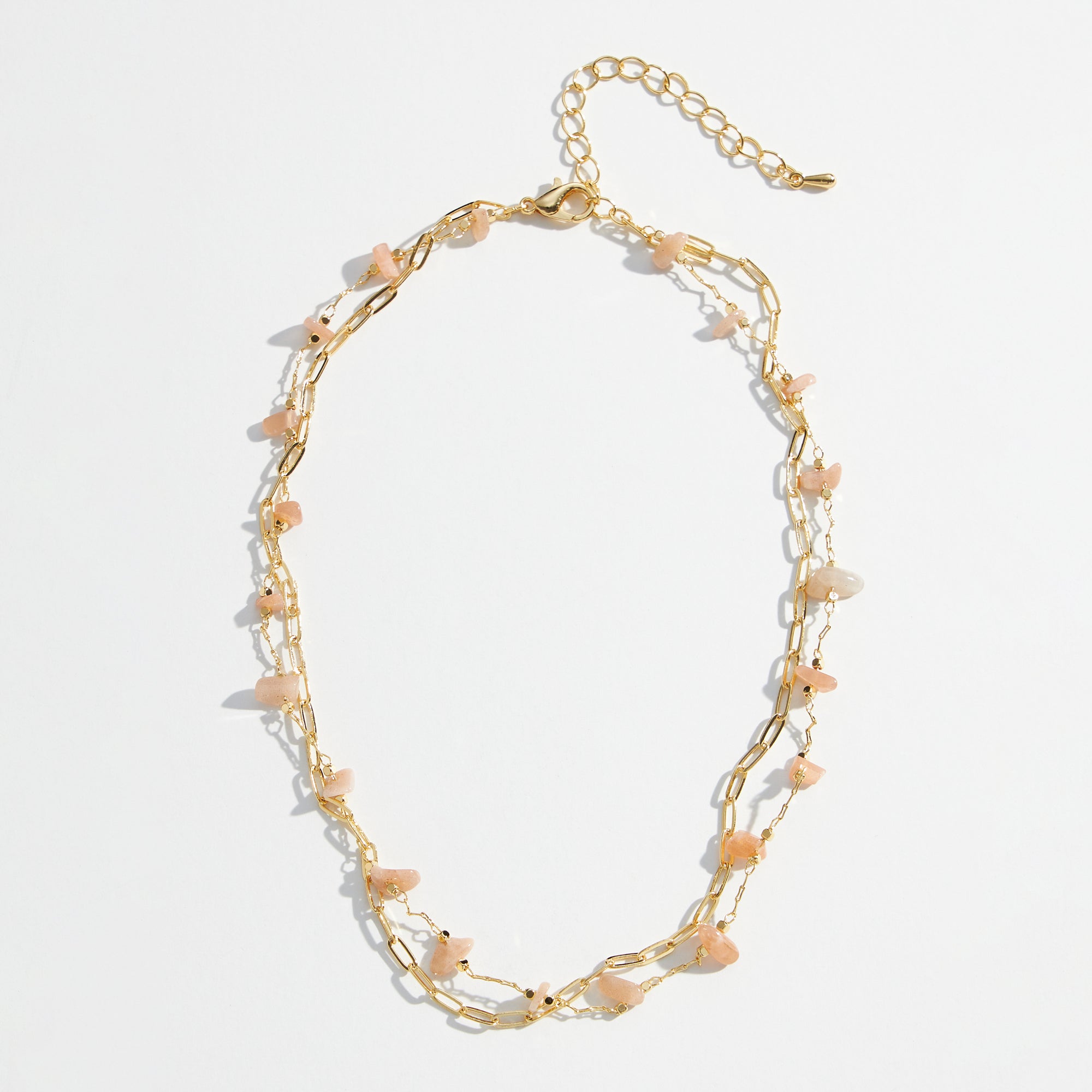 Gold Dipped Natural Stone Beaded Layered Necklace - Frem