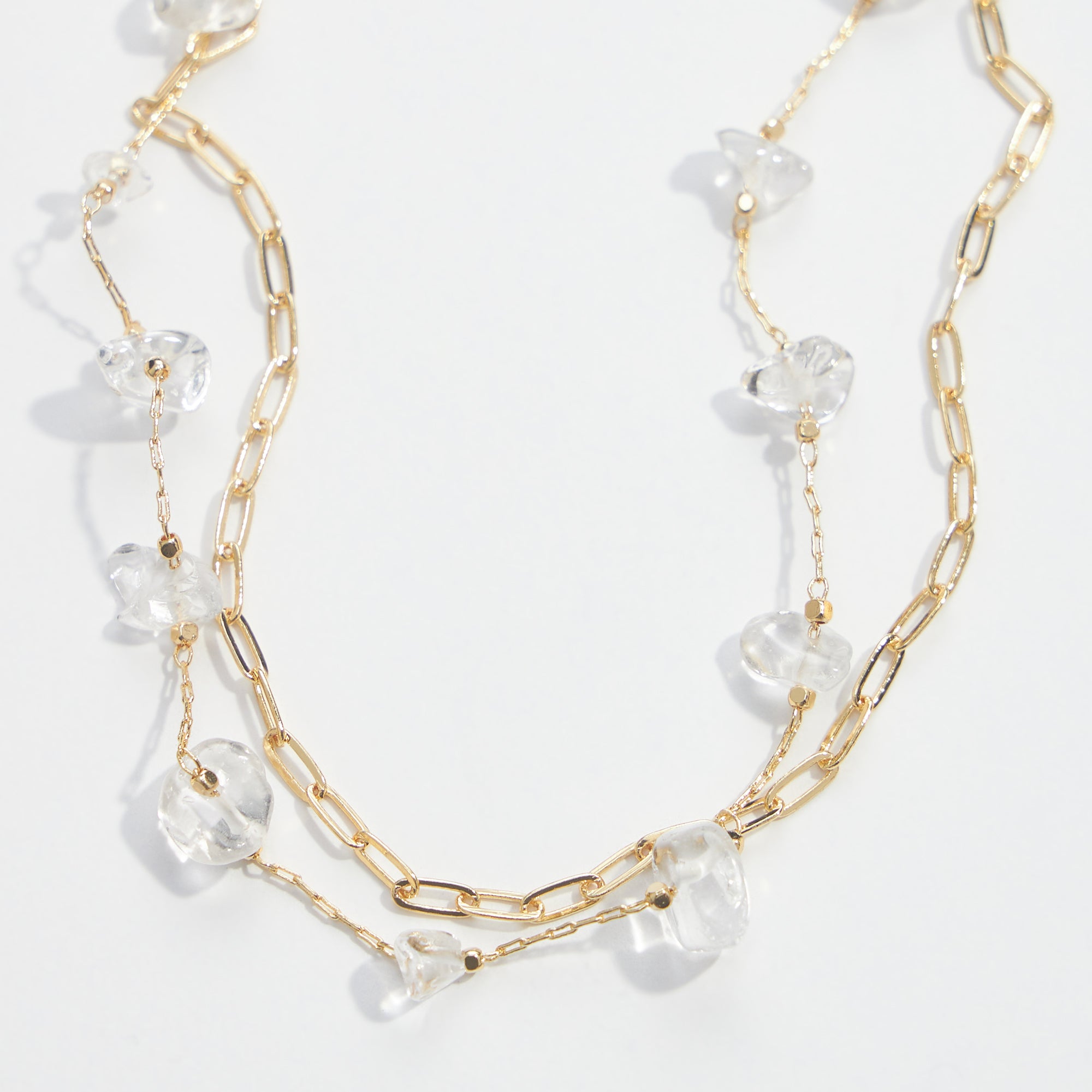 Gold Dipped Natural Stone Beaded Layered Necklace - Frem