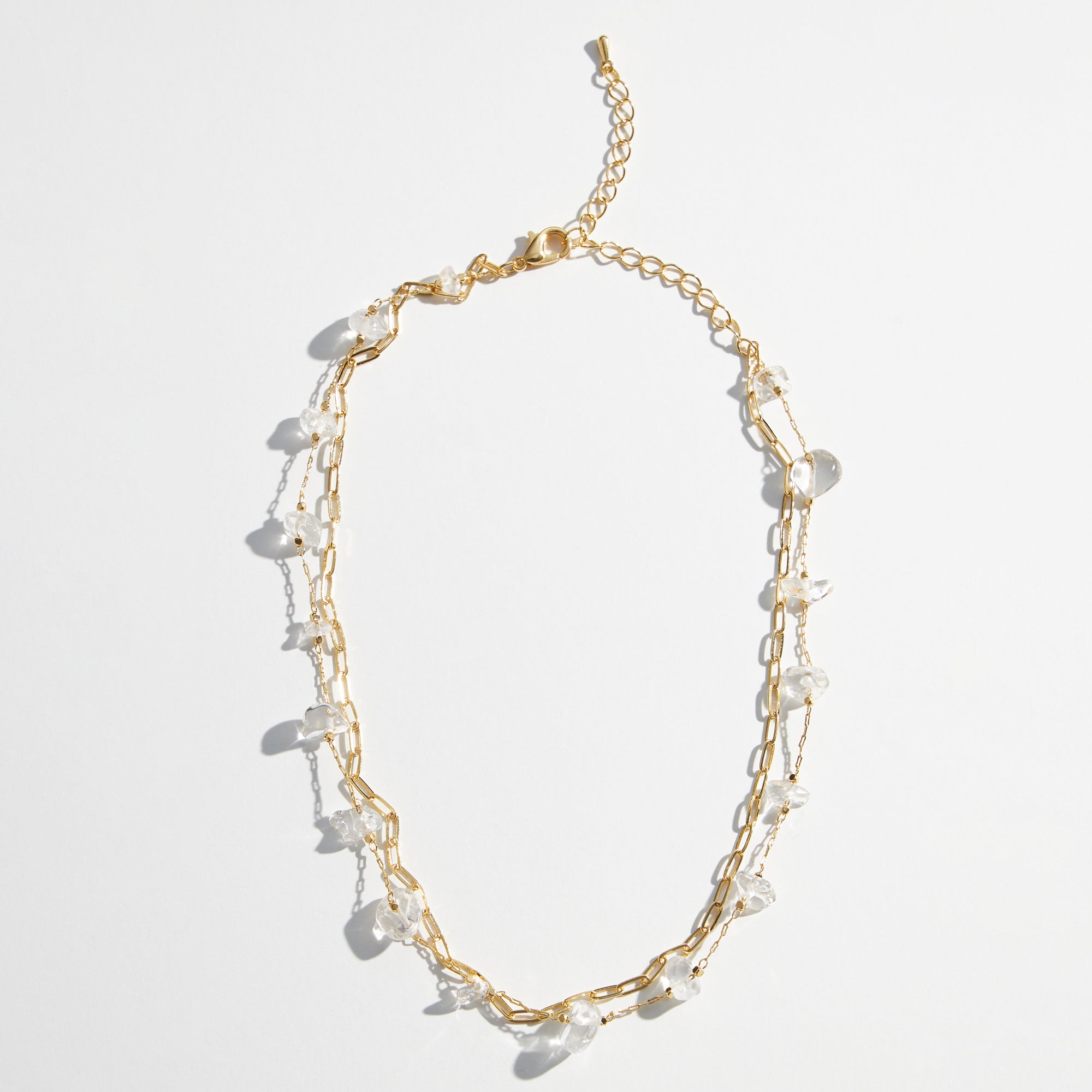 Gold Dipped Natural Stone Beaded Layered Necklace - Frem