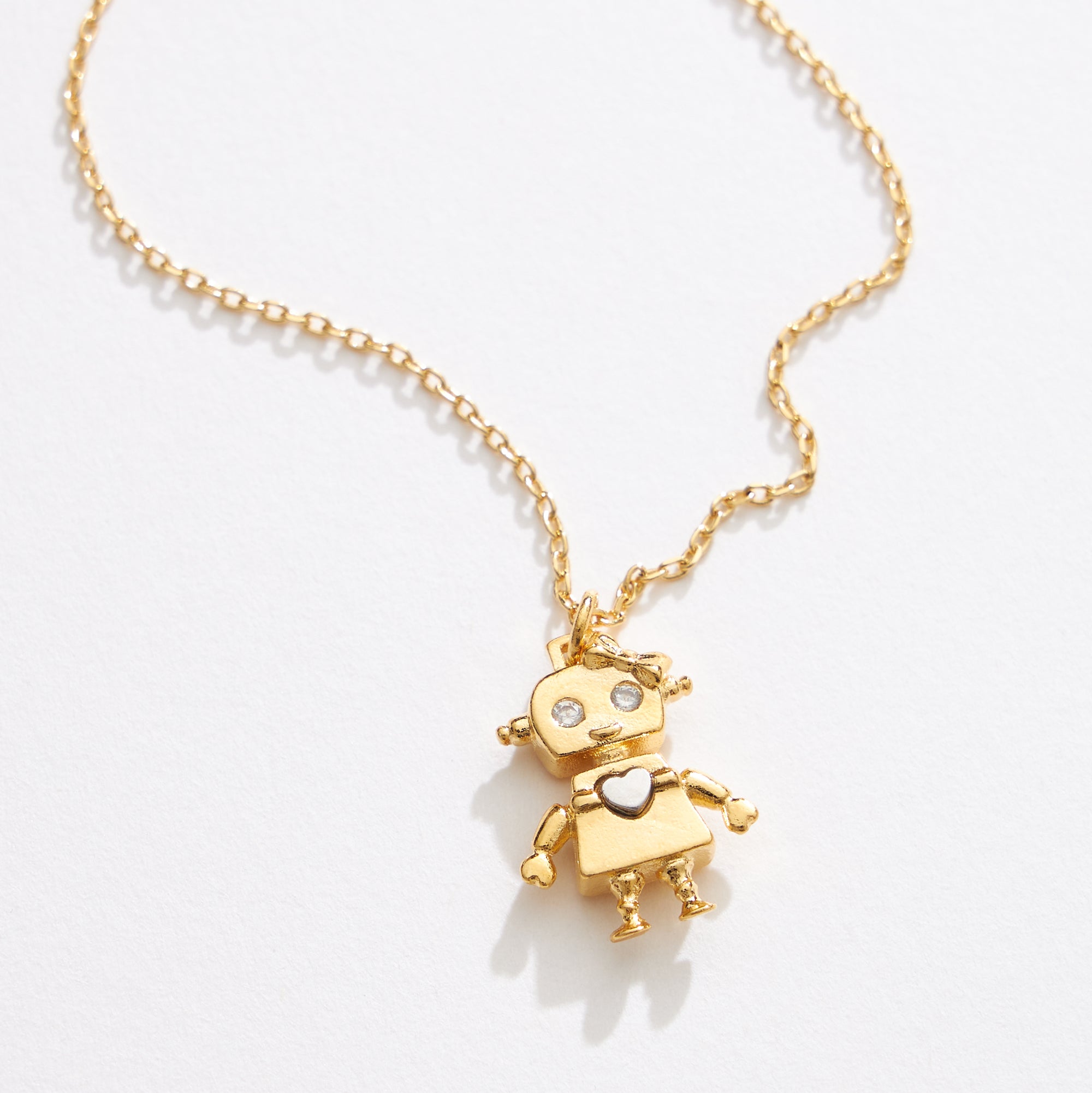 Gold Dipped Two Tone Robot Girl Necklace - Frem