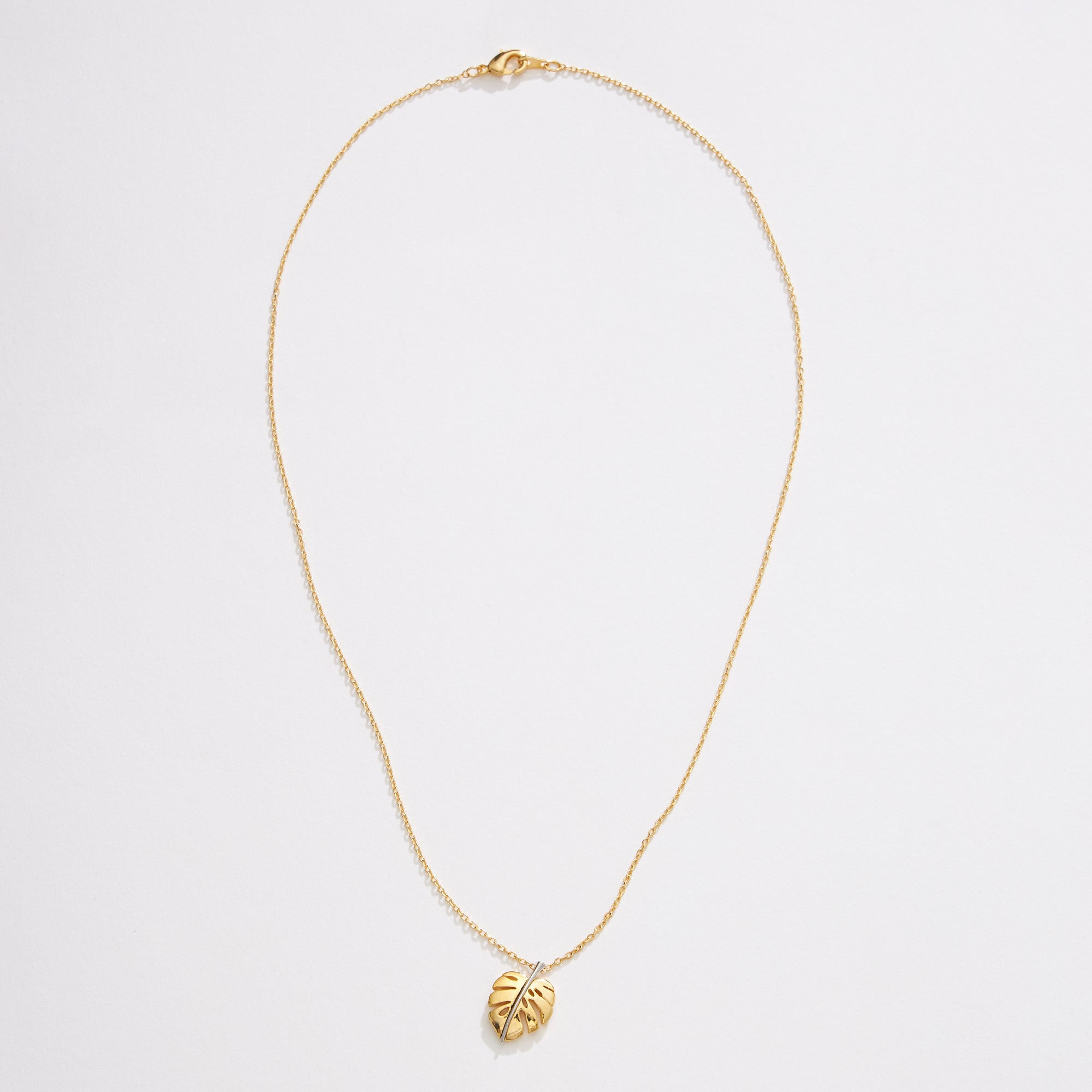 Gold Dipped Two Tone Tropical Leaf Necklace - Frem