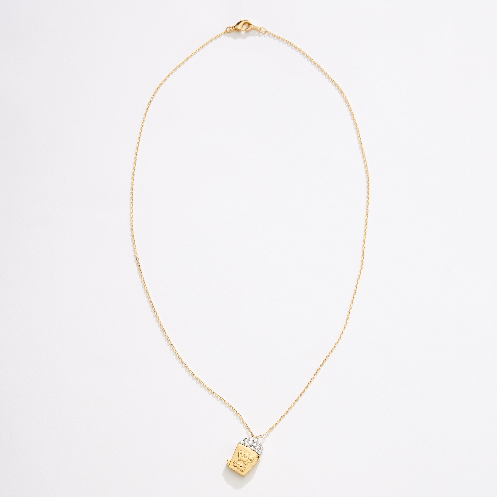 Gold & Silver Popcorn Pendant Necklace – Cute Movie Night Jewelry - Frem